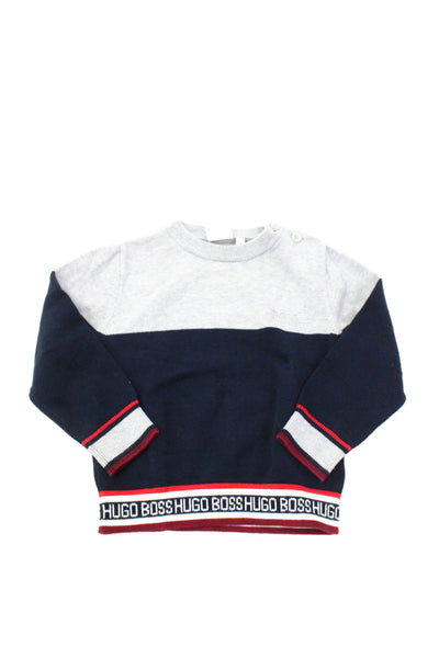 Boss Hugo Boss Childrens Boys Long Sleeves Sweater Grey Navy Blue Size 2T
