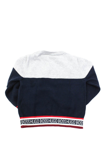 Boss Hugo Boss Childrens Boys Long Sleeves Sweater Grey Navy Blue Size 2T