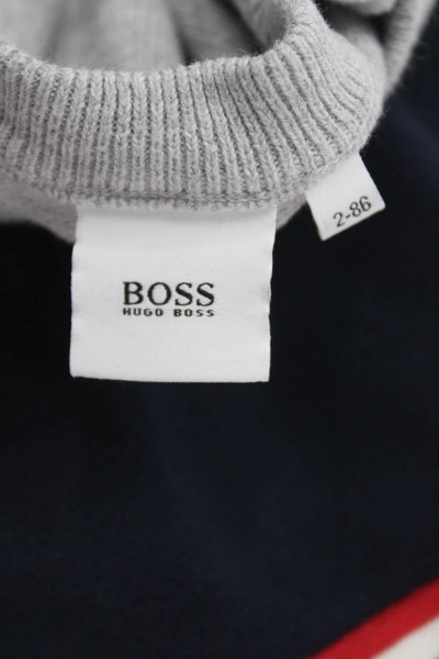 Boss Hugo Boss Childrens Boys Long Sleeves Sweater Grey Navy Blue Size 2T