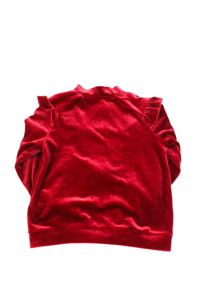 Chloe Childrens Girls Velour Ruffled Full Zipper Sweatshirt Red Size 2T