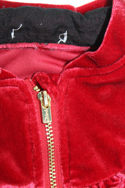 Chloe Childrens Girls Velour Ruffled Full Zipper Sweatshirt Red Size 2T
