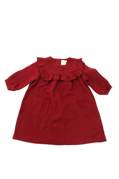 Chloe Childrens Girls Long Sleeves Embroidered Sweater Dress Red Cotton Size 3T
