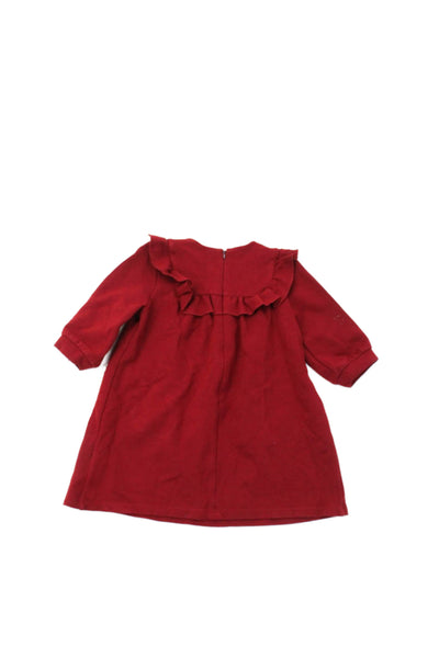 Chloe Childrens Girls Long Sleeves Embroidered Sweater Dress Red Cotton Size 3T