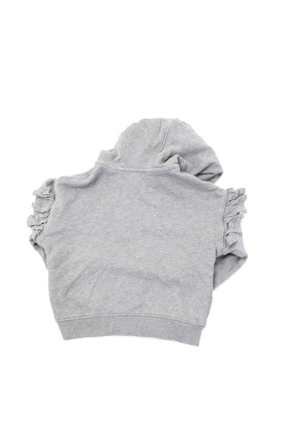 Kenzo Kids Childrens Girls Full Zipper Ruffled Hoodie Gray Pink Cotton Size 2T