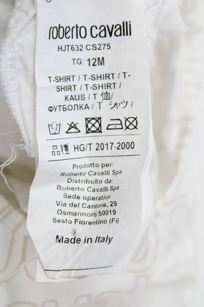 Roberto Cavalli Childrens Girls Long Sleeves Blouse White Gold Size 12 Months