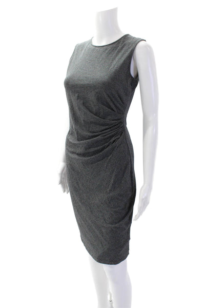 Theory Womens Striped Jorainna Ruched Body Con Dress Black White Size Small