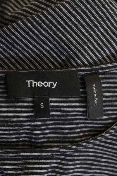 Theory Womens Striped Jorainna Ruched Body Con Dress Black White Size Small