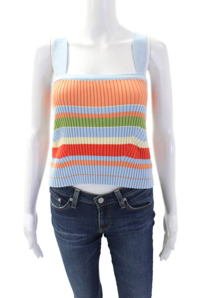 Robertson + Rodeo Womens Striped Tank Top Multi Colored Cotton Size Medium