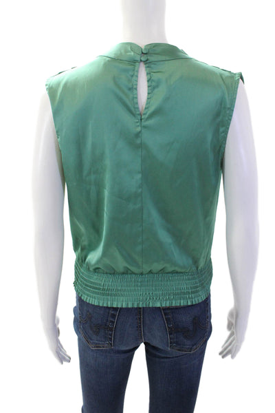 Heartloom Womens Sleeveless Smocked Tank Top Jade Green Size Small