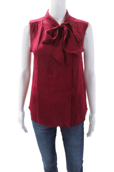 NSF Womens Silk Button Down Sleeveless Tank Top Cranberry Red Size Petite