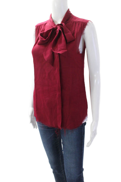 NSF Womens Silk Button Down Sleeveless Tank Top Cranberry Red Size Petite