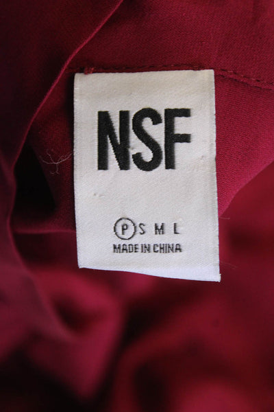 NSF Womens Silk Button Down Sleeveless Tank Top Cranberry Red Size Petite