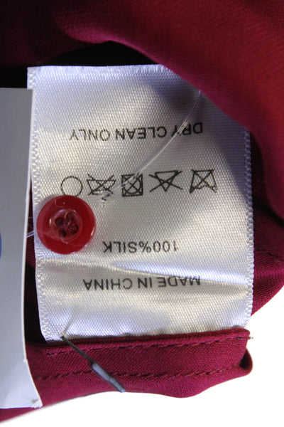 NSF Womens Silk Button Down Sleeveless Tank Top Cranberry Red Size Petite