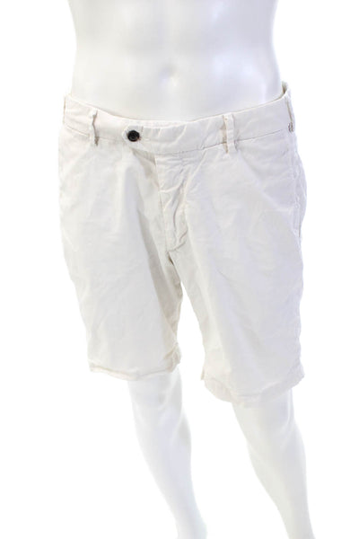 Peter Millar Mens Cotton Zippered Bermuda Flat Front Shorts White Size 33