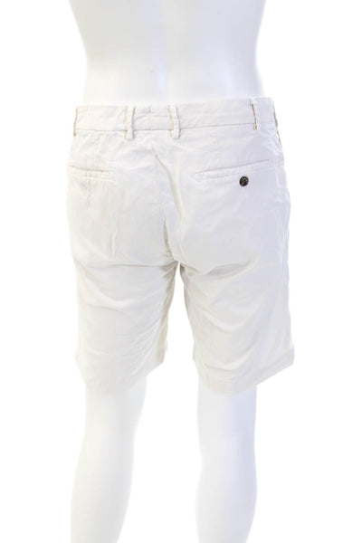 Peter Millar Mens Cotton Zippered Bermuda Flat Front Shorts White Size 33