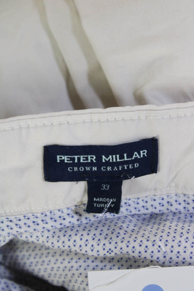 Peter Millar Mens Cotton Zippered Bermuda Flat Front Shorts White Size 33