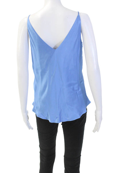 Ottod Ame Womens Sleeveless V-Neck Pullover Tank Top Solid Blue Size 4