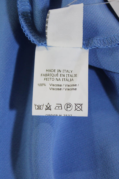 Ottod Ame Womens Sleeveless V-Neck Pullover Tank Top Solid Blue Size 4