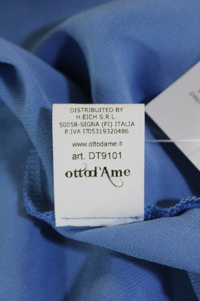 Ottod Ame Womens Sleeveless V-Neck Pullover Tank Top Solid Blue Size 4