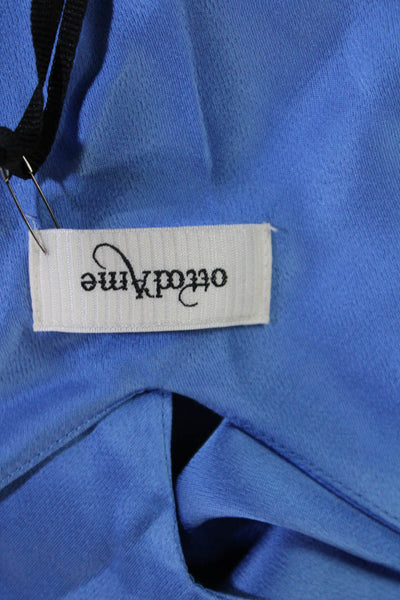 Ottod Ame Womens Sleeveless V-Neck Pullover Tank Top Solid Blue Size 4