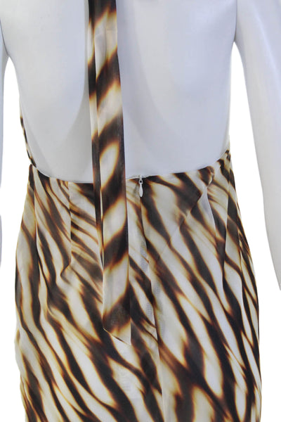 Runway The Label Womns Striped Cowl Halter Neck Maxi Dress Beige Size S