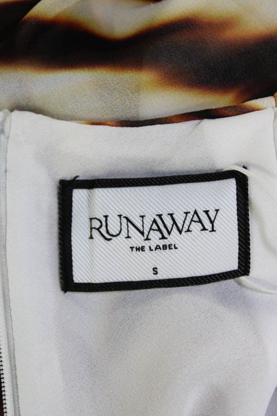 Runway The Label Womns Striped Cowl Halter Neck Maxi Dress Beige Size S