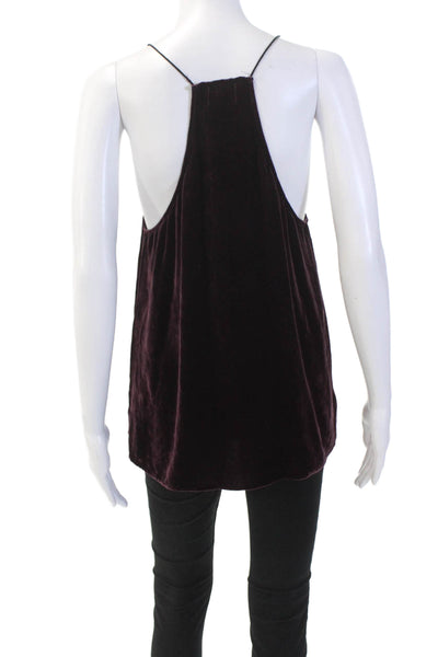 Cami NYC Womens Velvet Lace Up Neck Sleeveless Tank Top Purple Size Medium