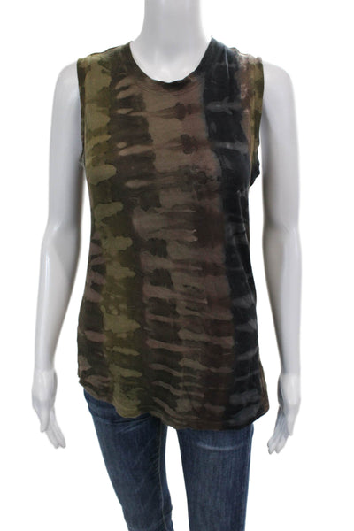 Raquel Allegra Womens Cotton Camouflage Sleeveless Tank Top Brown Size 0