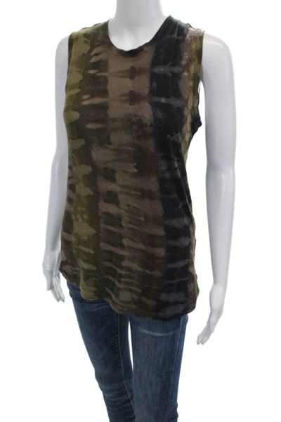 Raquel Allegra Womens Cotton Camouflage Sleeveless Tank Top Brown Size 0