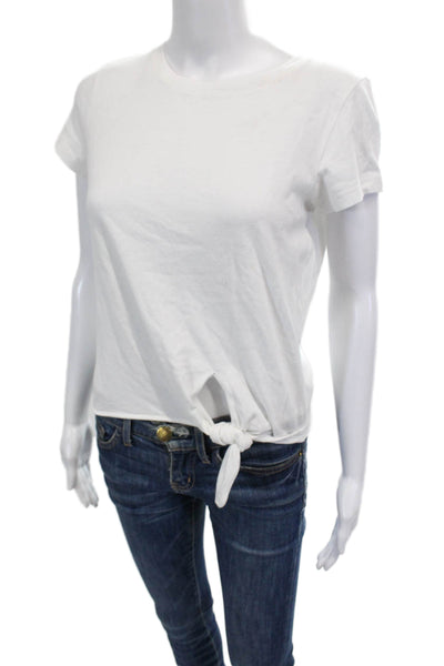 Intermix Womens Cotton Short Sleeve Knotted Basic T-Shirt White Size PP