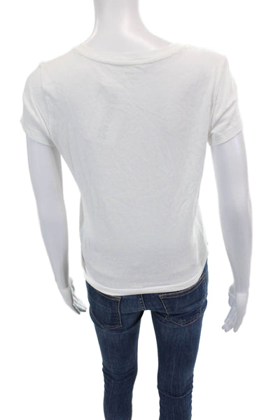 Intermix Womens Cotton Short Sleeve Knotted Basic T-Shirt White Size PP