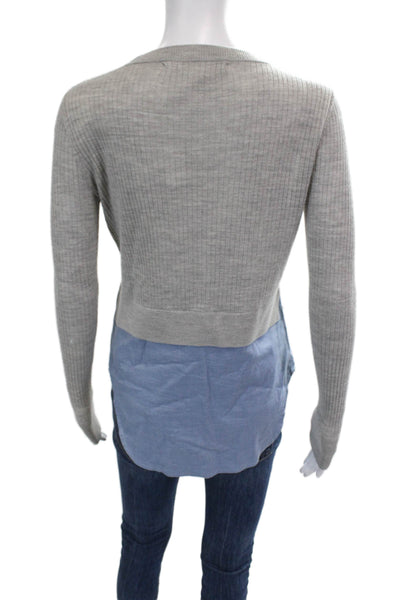Veronica Beard Womens Wool Long Sleeve Pullover Knit Blouse Gray Size XS