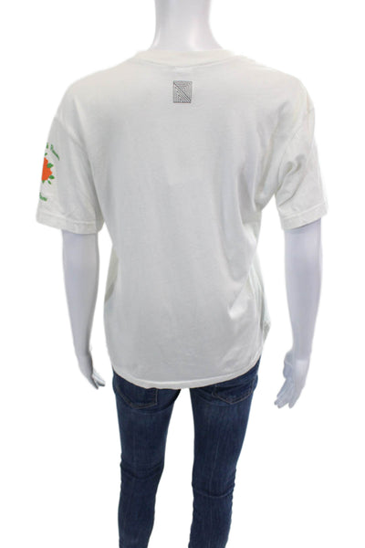 Rosie Assoulin Womens Graphic Short Sleeve Basic T-Shirt White Size XS
