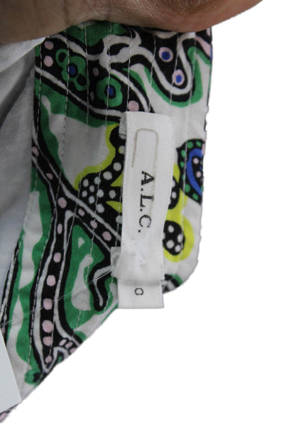 ALC Womens Cotton Geometric Print Tied Wrapped Mini Skirt Green Size 0