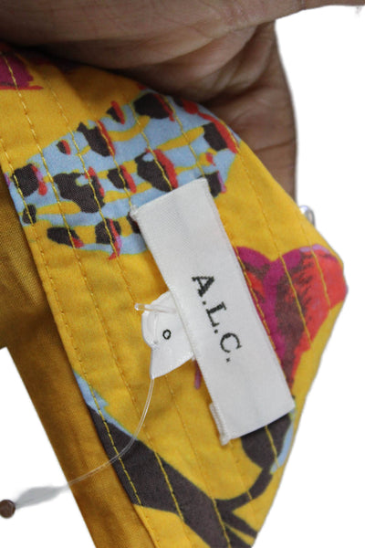 ALC Womens Cotton Floral Print Tied Wrapped Mini Skirt Yellow Size 0