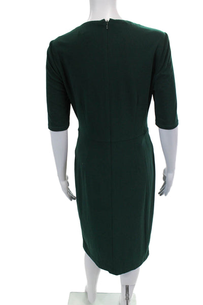 Maggy London Womens Short Sleeve Gathered V Neck Sheath Dress Green Size 6