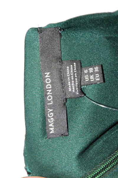 Maggy London Womens Short Sleeve Gathered V Neck Sheath Dress Green Size 6