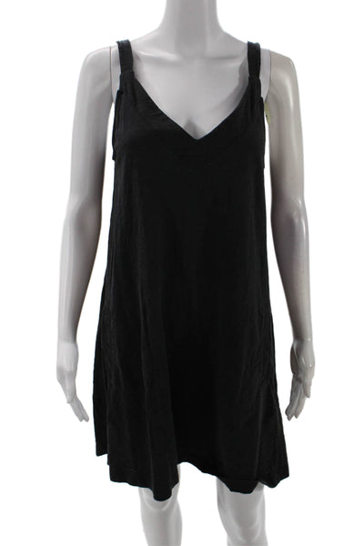 Leallo Womens Sleeveless V-Neck Mini Tank Dress Solid Gray Size L