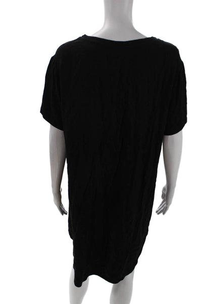 Bella Dahl Womens Short Sleeve Stretch V-Neck T-Shirt Mini Dress Black Size L