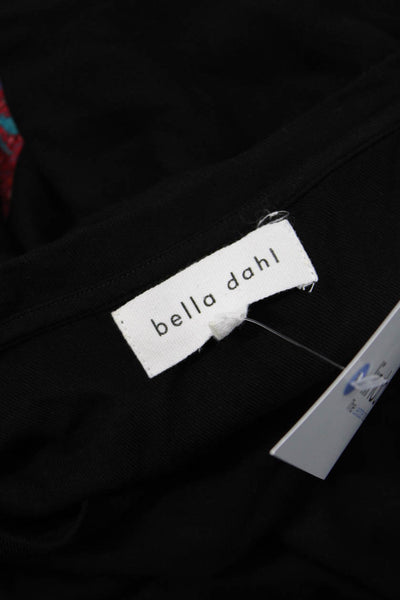 Bella Dahl Womens Short Sleeve Stretch V-Neck T-Shirt Mini Dress Black Size L