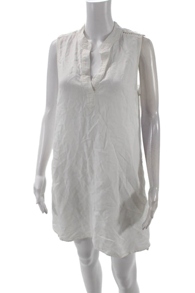 Bella Dahl Womens Sleeveless Y-Neck Knee Length Tank Dress White Size M