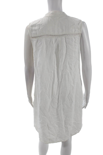Bella Dahl Womens Sleeveless Y-Neck Knee Length Tank Dress White Size M