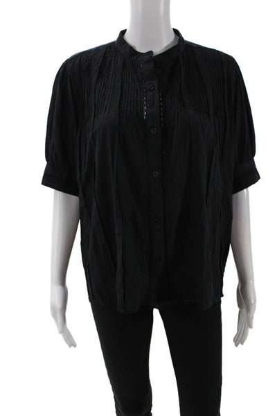 Sundays By Wearesundays Womens Cotton Short Sleeve Buttoned Shirt Black Size M