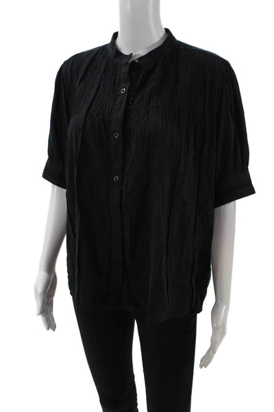 Sundays By Wearesundays Womens Cotton Short Sleeve Buttoned Shirt Black Size M