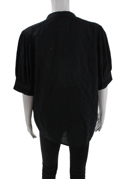 Sundays By Wearesundays Womens Cotton Short Sleeve Buttoned Shirt Black Size M