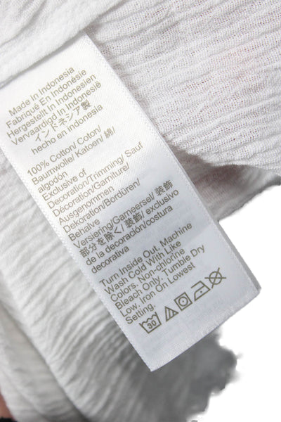 J Crew Womens Cotton Short Sleeve Y-Neck Pullover Tunic Top White Size M