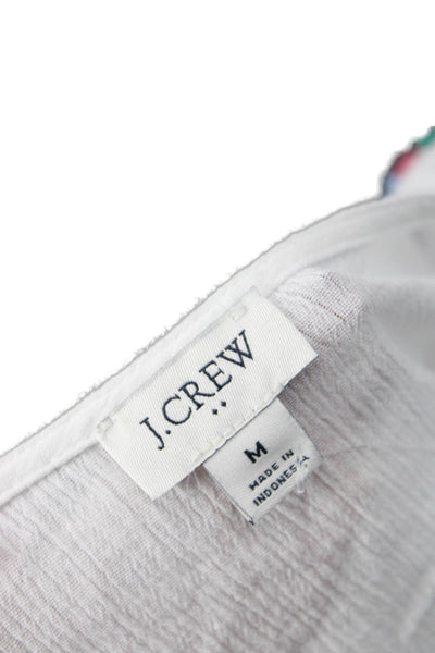 J Crew Womens Cotton Short Sleeve Y-Neck Pullover Tunic Top White Size M