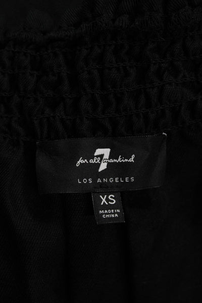 7 For All Mankind Womens Off The Shoulder Buttoned Jumpsuit Black Size XS