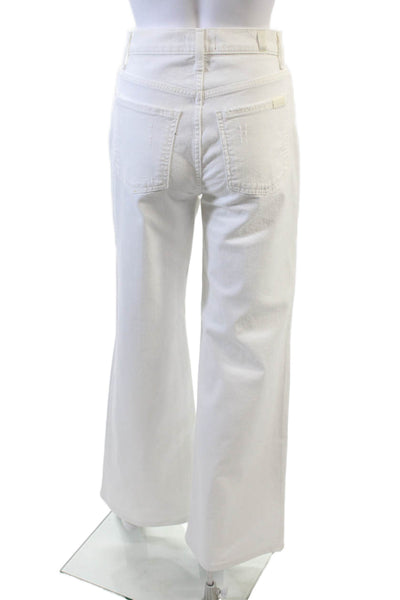 7 For All Mankind Womens Distressed High-Rise Flared Jeans White Size 26