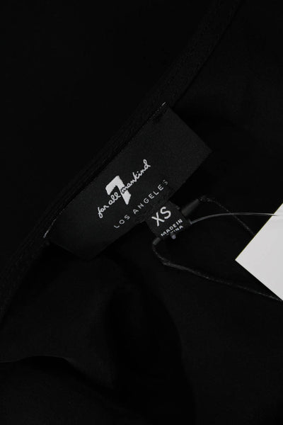 7 For All Mankind Womens Long Sleeve V-Neck Blouse Top Black Size XS